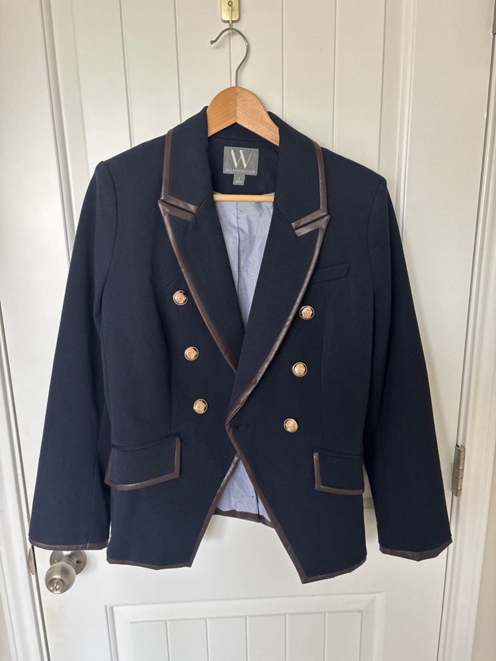 Worthington Black Blazer with Brown Trim